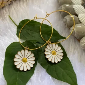 White Flower Earings
